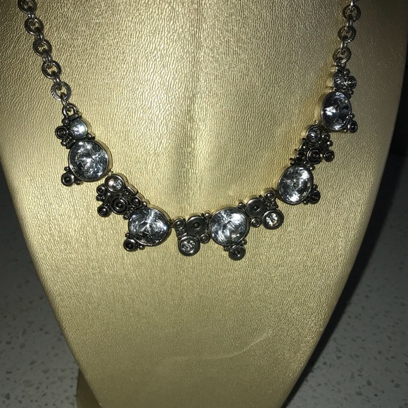 Rhinestone &Sliver Necklace & Earrings - Picture 6 of 6